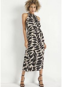 HECHTER PARIS Damen Midikleid, schwarz, feminin, Gr. 40, gemustert, bedruckt, Web, Obermaterial: 100% Viskose, Kleider, mit Allover-Print und