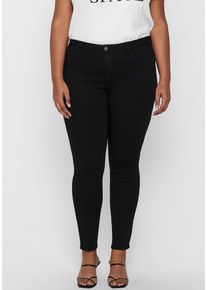 Only CARMAKOMA Damen Skinny-fit-Jeans "CARTHUNDER REG PUSH UP SK DNM", schwarz, Gr. 44, unifarben, Denim/Jeans, Obermaterial: 53% Viskose (LENZING