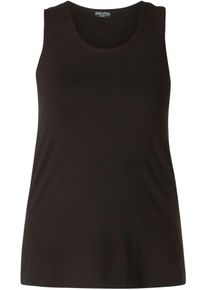 Damen Trägertop, schwarz, casual, Gr. 46, Base Level Curvy, unifarben, Jersey, Obermaterial: 94% Viskose, 6% Elasthan, Tops, Hüftbedeckender Schnitt