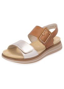 Remonte Damen Keilsandalette, Gr. 42, bunt, Leder, metallic, casual, Schuhe, Sommerschuh, Riemchensandale mit komfortablem Softfußbett