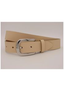 AnnaMatoni Damen Ledergürtel, beige, casual, Gr. 80, unifarben, Rindsleder, Gürtel, mit silberner Schließe