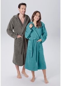Unisex-Bademantel my home, grau, Veloursfrottier, Hausmäntel, "Regona, ideal für Sauna & Spa, Hotelbademantel, Morgenmantel", für Damen & Herren, mit