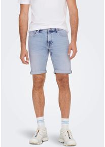 Only & Sons ONLY & SONS Herren Jeansshorts "ONSPLY LIGHT BLUE 5189 SHORTS DNM NOOS", blau, modisch, Gr. XXL, unifarben, Denim/Jeans, Obermaterial: 99% Baumwolle,