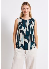 Street One Damen Blusentop, blau, casual, Gr. 42, gemustert, Stoff, 100% Viskose, Blusen, mit grafischem Muster