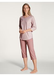 Calida Damen Capri-Pyjama "Lovely Nights", Gr. S, rosa, Single Jersey, Obermaterial: 100% Baumwolle, unifarben, gemustert, casual, Homewear-Sets, mit