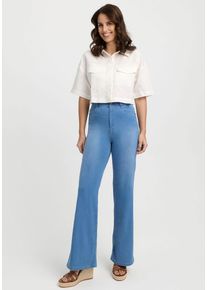 WONDERJEANS Damen Schlagjeans, blau, casual, Gr. 34, unifarben, Denim/Jeans, Obermaterial: 58% Baumwolle, 21% Polyester, 19% Viskose, 2% Elasthan,