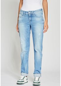 Gang Damen Loose-fit-Jeans "94AMELIE STRAIGHT", blau, casual, Gr. 27, Destroyed-Effekte, Denim/Jeans, Obermaterial: 90% Baumwolle, 6% Polyester, 4%