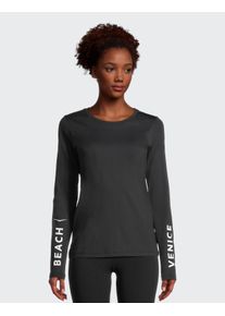 Venice Beach Damen Langarmshirt "LEANA", schwarz, sportlich, Gr. S, unifarben, Stoff, Obermaterial: 91% Polyamid, 9% Elasthan, Shirts