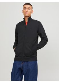 Jack & Jones JACK & JONES Herren Sweatjacke "JJEPAULOS SWEAT ZIP NOOS", schwarz, modisch, Gr. S, unifarben, angeraute Sweatware, Obermaterial: 50% Baumwolle, 50%