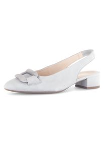 Gabor Damen Slingpumps, Gr. 35, grau, Ziegenveloursleder, unifarben, elegant, Schuhe, Blockabstz, Festtagsschuh, Hochzeitsschuh mit elastischem