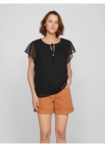 Vila Damen Kurzarmshirt "VIEDEE C/S V-NECK TOP - NOOS", schwarz, modisch, Gr. 36, unifarben, Jersey, Web, Obermaterial: 100% Polyester, Shirts