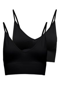 Only Damen Bustier "ONLVICKY RIB S-LESS V-NECK 2-PACK TOP", Gr. Sschwarz pack:x 2, Jersey, Obermaterial: 90% Polyamid, 10% Elasthan, unifarben,