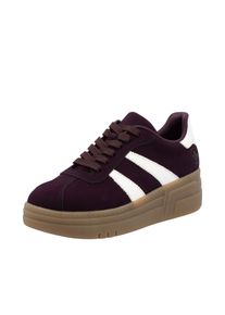 Rieker Damen Plateausneaker, Gr. 43brombeere, sanftes weiß, Nubuklederimitat, unifarben mit Farbeinsatz, sportlich, Schuhe, Basket-Sneaker,