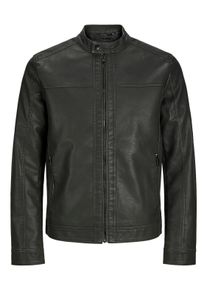 Jack & Jones JACK & JONES Herren Lederimitatjacke "JJEWARNER WASHED PU JACKET NOOS", schwarz, modisch, Gr. XXL, unifarben, Web, Obermaterial: 100% Polyester,