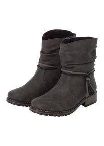 Rieker Damen Winterstiefelette, Gr. 41, grau, Lederimitat, elegant, Schuhe, mit Zierbänder am slouchy Schaft