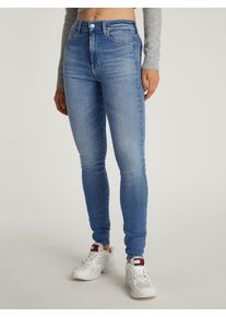 Tommy Jeans Damen Skinny-fit-Jeans "Sylvia High Rise Skinny", blau, casual, Gr. 27, unifarben, Denim/Jeans, Obermaterial: 94% Baumwolle, 4%