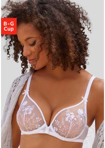 Lascana Damen Bügel-BH "Maria", Gr. 85, weiß, Spitze, Obermaterial: 74% Polyamid, 23% Polyester, 3% Elasthan, feminin, BHs, mit Blumen aus edler