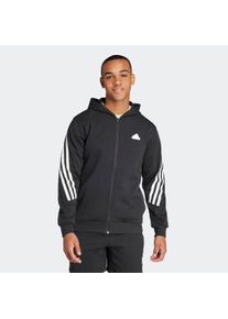 Herren Kapuzensweatshirt "M FI 3S FZ", schwarz, sportlich, Gr. XXL, adidas Sportswear, gestreift, Obermaterial: 64% Baumwolle, 36% Polyester,