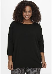 Only CARMAKOMA Damen 3/4-Arm-Shirt "CARLAMOUR", schwarz, casual, Gr. M, Jersey, Obermaterial: 65% Polyester, 30% Viskose, 5% Elasthan, Shirts, aus