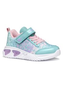 Geox Kinder Sneaker "J ASSISTER GIRL Blinkschuh", Gr. 25, blau, Textil, Synthetik, gemustert, casual, Schuhe, Halbschuh, Klettschuh mit Textilfutter