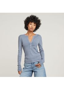 G-Star Raw G-STAR Damen Langarmshirt "Deep v slim"amann gd, casual, Gr. XS, unifarben, Single Jersey, Obermaterial: 100% Baumwolle, Shirts, mit Knopfverschluss