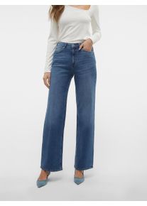 Véro Moda VERO MODA Damen High-waist-Jeans "VMTESSA HR WIDE JEANS RA380 GA NOOS", blau, modisch, Gr. 30, unifarben, Denim/Jeans, Obermaterial: 99% Baumwolle,