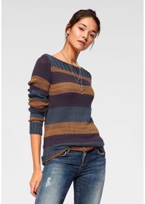 AJC Damen Streifenpullover, blau, casual, Gr. 40, gestreift, Strick, Obermaterial: 65% Baumwolle, 35% Polyacryl, Pullover, im tollen Streifen Dessin