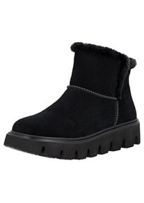 RIEKER SPORT Damen Winterboots, Gr. 40, schwarz, Veloursleder, Textil, sportlich, Schuhe, Plateaustiefel, Schlupfschuh mit Innenreißverschluss