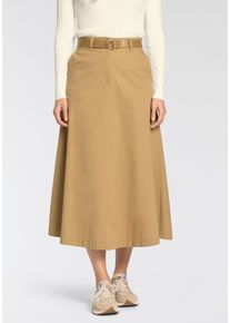 DELMAO Damen A-Linien-Rock, beige, casual, Gr. 34, Web, Obermaterial: 98% Baumwolle, 2% Elasthan, Röcke