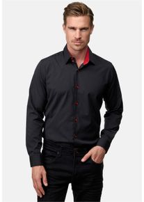 Rusty Neal Herren Langarmhemd, schwarz, casual, Gr. XXXL, unifarben, 60% Baumwolle, 37% Polyester, 3% Elasthan, Hemden, mit trendigem Farbkontrast