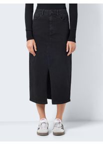 Noisy may Damen Jeansrock "NMKATH NW SLIT MIDI SKIRT VI478BL NOOS", schwarz, modisch, Gr. XL, unifarben, Denim/Jeans, Obermaterial: 99% Baumwolle, 1%