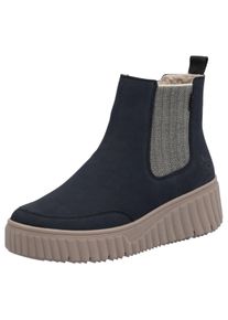 Rieker Damen Chelseaboots, Gr. 41, blau, Nubuklederimitat, sportlich, Schuhe, Schlupfboots, Keilstiefelette mit Anziehlasche
