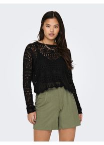Jacqueline de Yong JDY Damen Rundhalspullover "JDYSUN LAY L/S BOATNECK PULLOV. KNT NOOS", schwarz, modisch, Gr. S, unifarben, Strick, Obermaterial: 100% Polyacryl,