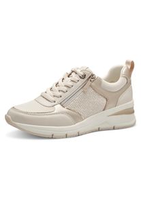 Tamaris Damen Keilsneaker, Gr. 40, beige, Lederimitat, sportlich, Schuhe, Freizeitschuh, Halbschuh, Schnürschuh mit Außenreißverschluss
