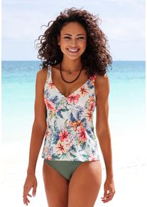 Lascana Damen Bügel-Tankini-Top "Salsa", beige, Gr. 38, geblümt, Microfaser, Recycling-Polyamid, Bikini-Oberteile, mit tollem Blumenprint