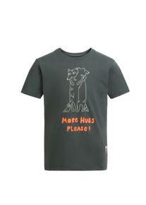 Jack Wolfskin Kinder T-Shirt "MORE HUGS T K", grün, casual, Gr. 152, Obermaterial: 100% Baumwolle, Shirts, mit Umarmungsmotiv