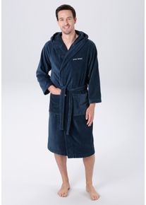 Unisex-Bademantel Bruno Banani, blau, Veloursfrottier, Hausmäntel, "Daniel, ideal für Sauna & Spa, Hotelbademantel, Morgenmantel", Damen & Herren