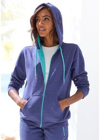 Kangaroos Sweatjacke blau Gr. 32/34 für Damen. Mit Logodruck, Logoschriftzug, Kontrastbesatz. Bequem. Nachhaltig.