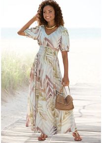 Lascana Maxikleid mehrfarbig Gr. 34 für Damen. Tiefer V-Ausschnitt und Allover-Druck. Figurumspielend. Nachhaltig.