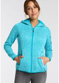 CMP Damen Strickfleecejacke "KNITTED MELANGE HOODY WOMAN HOODY"tiffany, bianco, sportlich, Gr. 34, Strick, Fleece, Obermaterial: 100% Polyester,