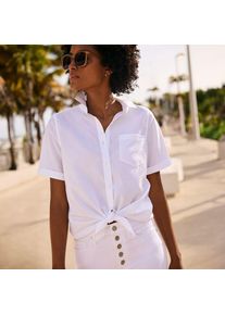 LANDS' END Supima B&uuml;gelfrei-Bluse mit kurzen &Auml;rmeln, Damen,  Wei&szlig;, Baumwolle, by Lands' End