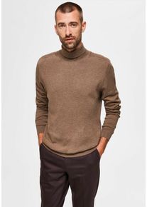 Selected Homme Herren Rollkragenpullover "SLHBERG ROLL NECK NOOS", beige, modisch, Gr. XL, unifarben, Strick, Obermaterial: 100% Baumwolle, Pullover