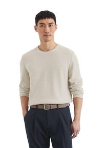 Marc O'Polo MARC O'POLO Herren Rundhalspullover "aus Bio-Baumwoll-Leinen-Mix", grau, casual, Gr. XXXL, gestreift, Obermaterial: 88% Baumwolle, 12% Leinen,