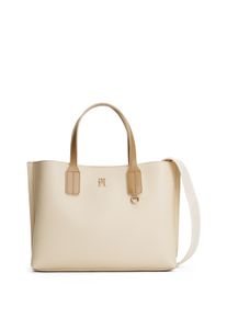 Tommy Hilfiger Damen Henkeltasche "TH DISTINCT MINI TOTE", beige, Lederimitat, Taschen, Damen Umhängetasche, Tragetasche mit praktischer