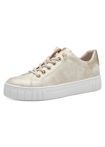 Marco Tozzi Damen Slip-On Sneaker, Gr. 41, beige, Lederimitat, aufgeraut, sportlich, Schuhe, Freizeitschuh, Halbschuh, Schlupfschuh, im Metallic Look