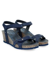 Panama Jack Damen Keilsandalette "Julia", Gr. 39, blau, Nubukleder, feminin, Schuhe, Sommerschuh, Sandale, Urlaubschuh mit weichem Softfußbett