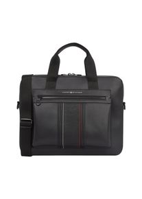 Tommy Hilfiger Damen Laptoptasche "TH FOUNDATION COMPUTER BAG", schwarz, Lederimitat, Taschen, Damen Messengerbag, Henkeltasche, Umhängetasche mit