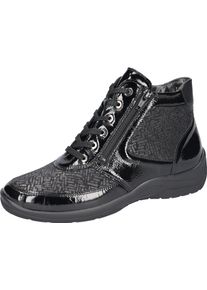 Waldläufer WALDLÄUFER Damen Schnürboots "HESNA-Soft", Gr. 5, schwarz, Lackleder, Textil, Nappaleder, klassisch, Schuhe, Bequemschuh, High Top Sneaker in