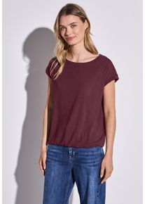 Street One Damen T-Shirt, rot, casual, Gr. 42, unifarben, Jersey, Obermaterial: 95% Viskose, 5% Elasthan, Shirts, mit Dekortape und elastischem Saum