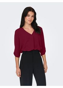Jacqueline de Yong JDY Damen Shirtbluse "JDYDIVYA LIFE 3/4 TOP WVN NOOS", rot, modisch, Gr. 36, unifarben, Web, Cru00eape, Obermaterial: 100% Polyester, Blusen